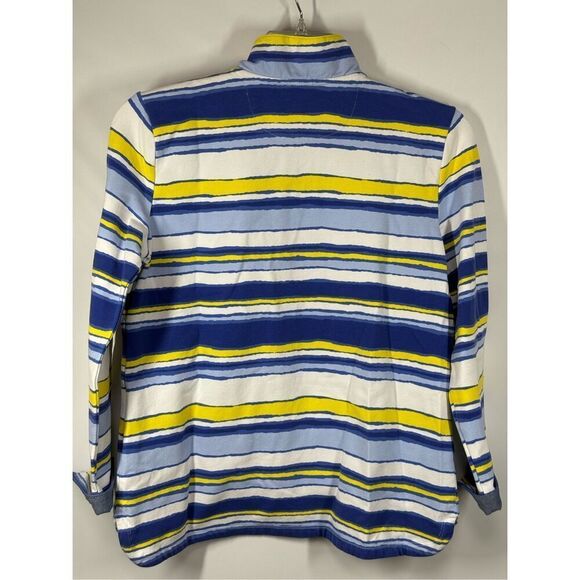 B9 - T By Talbots Cuff Sleeve Striped 1/4 Zip Sweatshirt Size Medium Petite - Picture 7 of 7